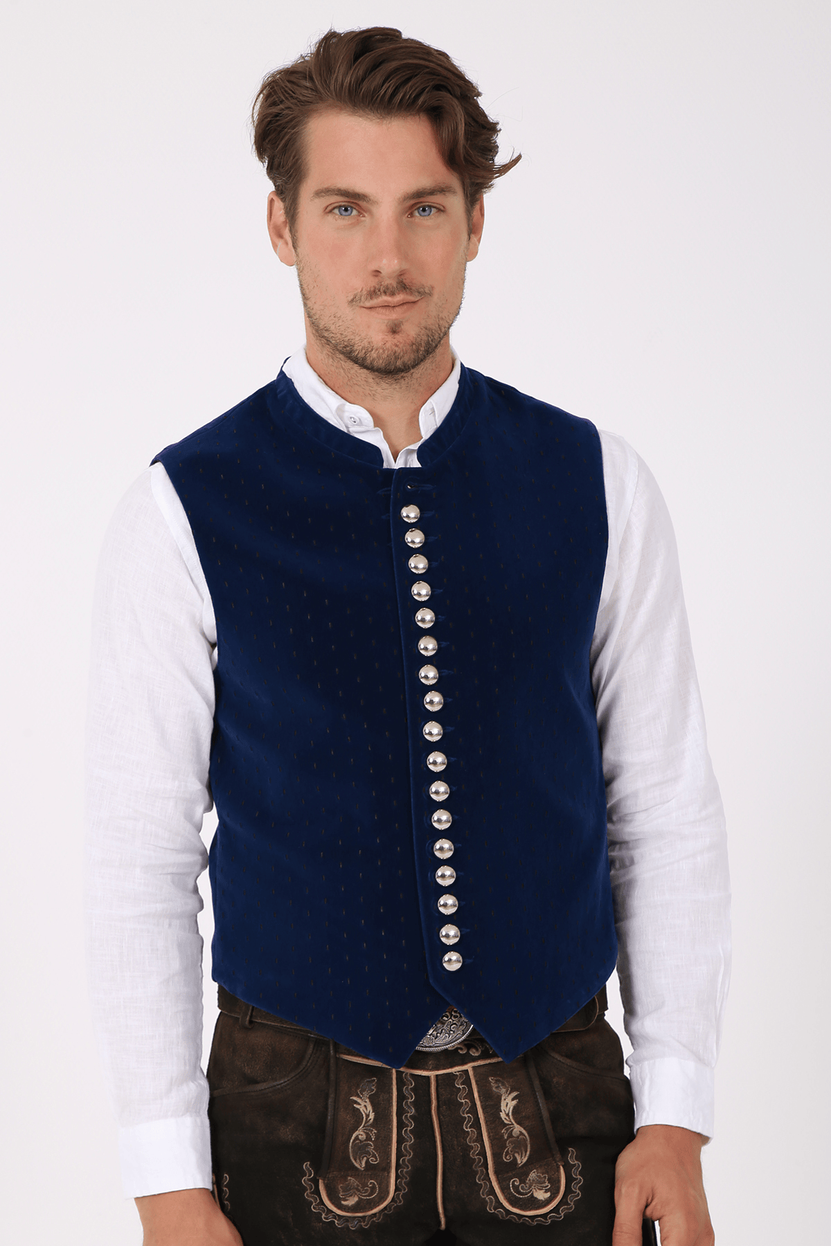 Trachtenweste Schwäbische Alb in blau im Krüger Dirndl Online Shop